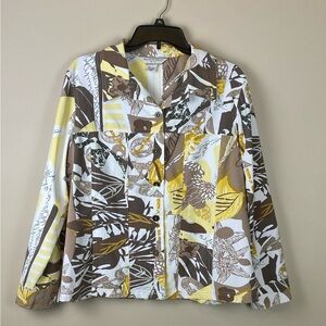 Allison Daley Brown and Yellow Patterned Blouse‎